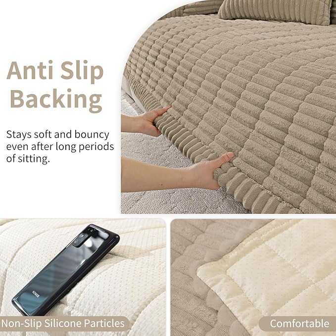Fuzzy Pet Couch Covers for Dogs Washable, Thick Couch Covers for 2 Cushion Sofa Pet Friendly, Non Slip Plush Dog Couch Cover for for Sectional, Loveseat (Brown, 27.6" x 59") - Image 4