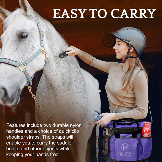 Huntley Equestrian Deluxe Grooming Bag Perfectly Designed Easy Access Multi Pocket Zipper Top Closure Double Handles Shoulder Strap Exterior Pockets - Image 6