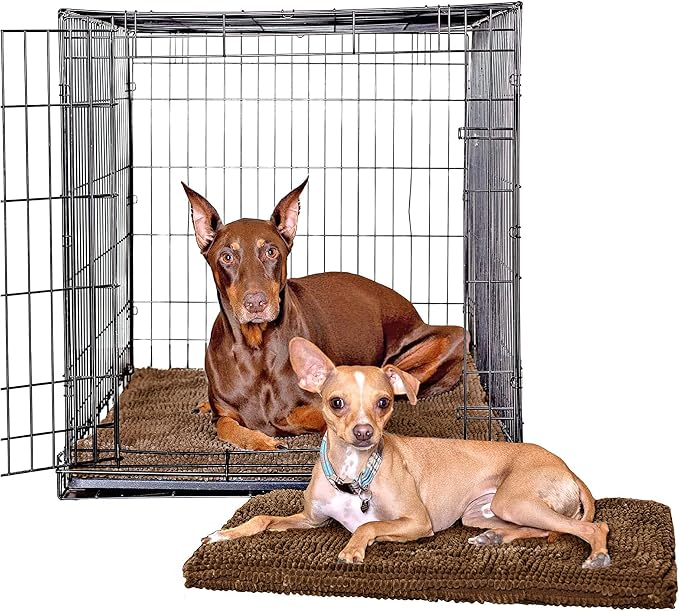 Soggy Doggy Crate Mate Dog Crate Pad, Chocolate Brown, Medium 20x30 | Reversible chenille pad; absorbs 7x its weight; fits wire, plastic crates & cars; puppy to senior dog; quick-dry by SoggyDoggyDoormat