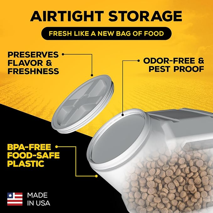 Vittles Vault Traditional Pet Food Storage Container For Dog Kibbles/Bird Seed/Oatmeal/Rice/Flour/Cereal, BPA Free Plastic, Sealed Airtight For Cat Food, Up To 40 lb, Made in USA, With Scoop, Gray - Image 11