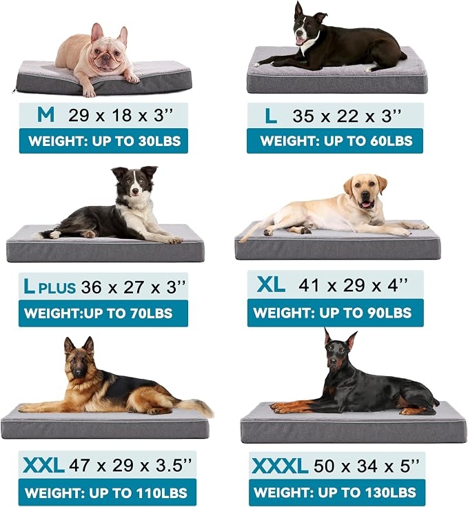 WATANIYA PET Cooling Dog Beds for Large Dogs, Washable Orthopedic Dog Bed for Crate with Joint Relief Memory Foam, Waterproof Liner and Plush Cover (36’’x 27’’) - Image 6