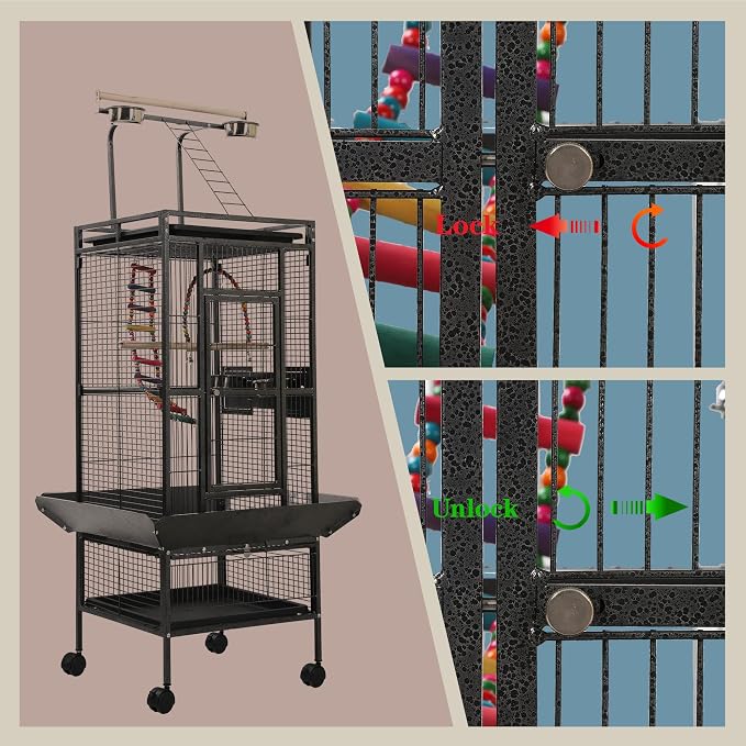 Large Bird Cages for Parakeets, Cockatiel Cage for Birds with Parrot Toys,Skirt Seed Catcher, Play Top Slide-Out Tray for Conure Canary Finch Lovebird Pigeon Budgie Quaker Parrot - Image 9