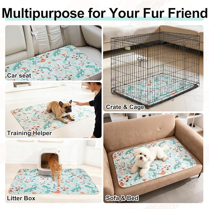 BEAUTYZOO Reusable Puppy Pads,Washable Pee Pads for Dogs,Non Slip Wee Wee Pad for Potty Training,Thick Heavy Absorbent Underpads for Playpen,Bed,Sofa,Crate,Whelping,Travel & Outdoor Spring, 24" x 36" - Image 5