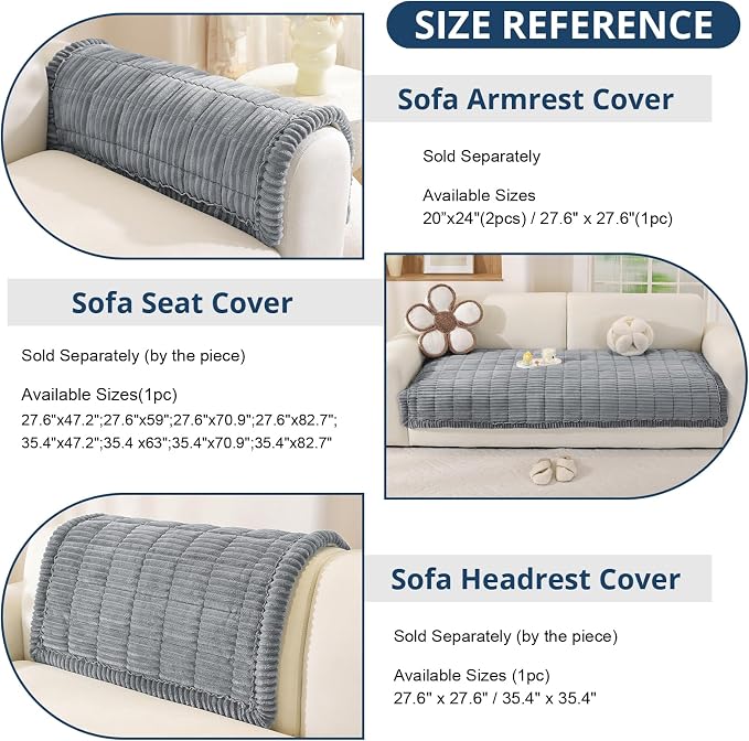 OstepDecor Couch Cover for Dogs, Washable Non Slip Sofa Cover for Pets, Soft Couch Covers for Sofa, Loveseat and Sectional, Furniture Protector Against Pet Hair & Scratches (35.4" x 47.2", Blue Grey) - Image 3