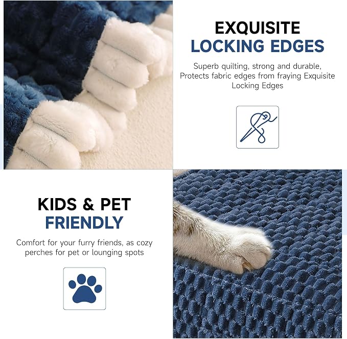 OTOB Couch Covers for Dogs Washable Non Slip Pet Couch Cover Protector | Blue, 23.6" x 47.2", Fuzzy Soft Plush, Pet Friendly, All Seasons, Breathable, Modern, Thick Wear-Resistant, Sofa Cover - Image 4