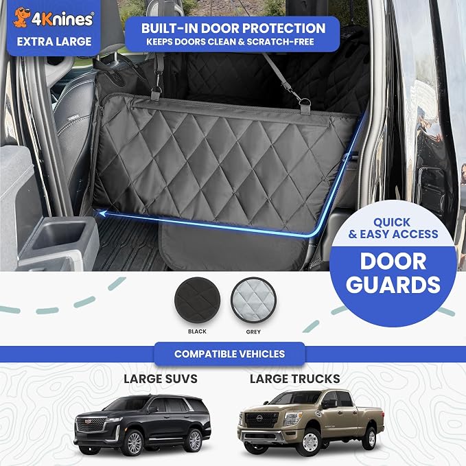 4Knines Back Seat Extender for Dogs, Hard Bottom Waterproof Backseat Protector with EZ Door Guard (Camo, XL) - Image 5
