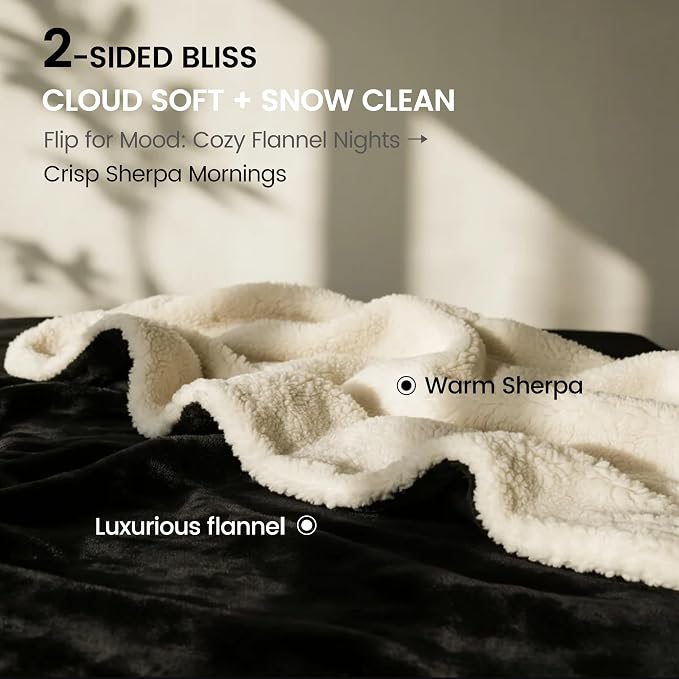 gogobunny Waterproof Bed Blanket, Reversible Sherpa Fleece Throw Blanket for Dog Puppy Cat, Furniture Cover Protects Bed Couch Sofa from Liquid Pee and Pet Fur (Black, 50x60 inches) - Image 2