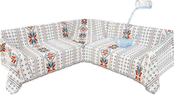 1OO% Waterproof Sectional Couch Covers for Dogs L Shaped Corner Sofa Cover Washable Chenille Sofa Slipcovers Blanket Modern Jacquard Pet Furniture Protector (91"x276", Boho Light Blue) by SYJOVIA