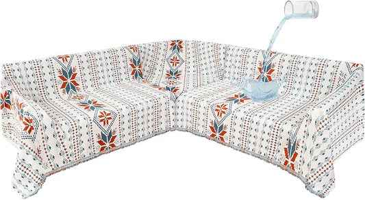 1OO% Waterproof Sectional Couch Covers for Dogs L Shaped Corner Sofa Cover Washable Chenille Sofa Slipcovers Blanket Modern Jacquard Pet Furniture Protector (91"x252", Boho Light Blue) by SYJOVIA