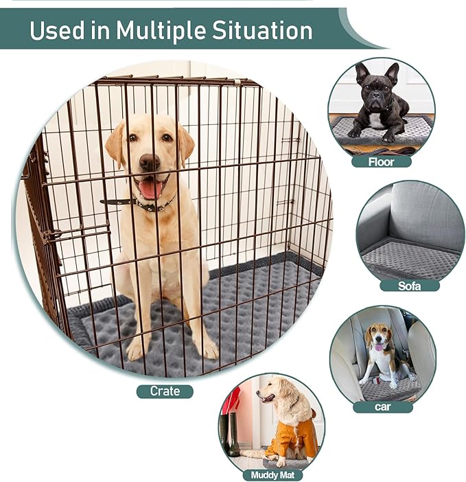 XL Gray Dog Crate Pad 42x28 inch Memory Foam Large Dog Kennel Bed Soft Flannel Washable Anti Slip Puppy Sleeping Mat,Grey - Image 5