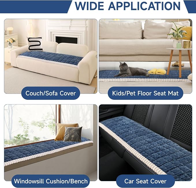 OTOB Couch Protector for Dogs Washable, Non Slip Pet Dog Sofa Couch Cover | Blue, 27.6" x 70.9", Fuzzy Soft Plush, Pet Friendly, All Seasons, Breathable, Modern, Thick Wear-Resistant - Image 7