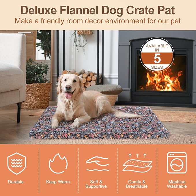 BEAUTYZOO Dog Bed Crate Pad 48 x 30 inch, Washable Dog Crate Mat for XX-Large Sized Dogs, Anti-Slip Pet Crate Bed Kennel Pad, Durable Cozy Puppy Sleeping Mat Rectangle Mattress, Colorful Paw - Image 9
