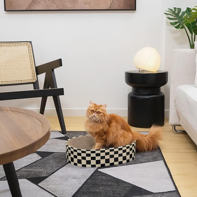 Conlun Oval Cat Scratcher Bed | Scratching Bowl Lounge for Kittens | Medium | Corrugated Cardboard Pad | Concave Shape | No Mess Enclosed Base | Serves as Couch Furniture Protector - Image 9