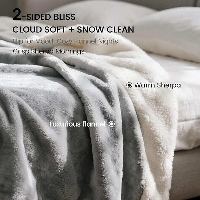 gogobunny Waterproof Bed Blanket, Reversible Sherpa Fleece Throw Blanket for Dog Puppy Cat, Furniture Cover Protects Bed Couch Sofa from Liquid Pee and Pet Fur (Grey, 90x90 inches) - Image 4