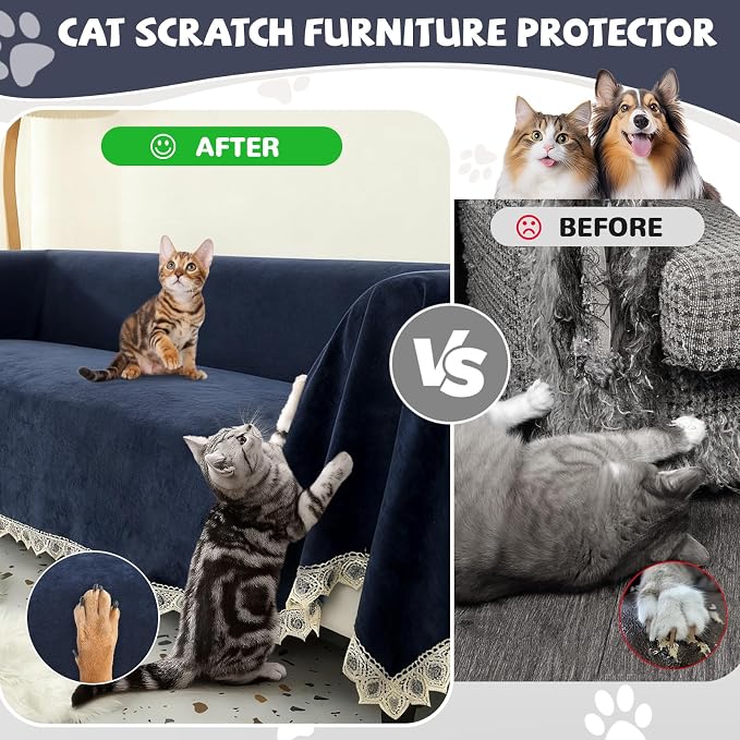 Waterproof Non-Slip Couch Cover for Pets, Navy Blue 71" x 150" | Dogs Sofa Cover, Washable, Pet Friendly, Anti Cat Scratch, Furniture Protector, for 3 Cushion Couch Sectional L Shaped Sofa - Image 6