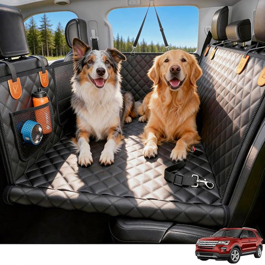 Wigoo Dog Car Seat Cover for Back Seat, Hard Bottom Support, Anti-Scratch | 450lbs Support Waterproof Dog Hammock for 1–4 Medium Dogs, Backseat Protector, Car Bed Extender for Truck/SUV, Size-L, Orange by wigoo
