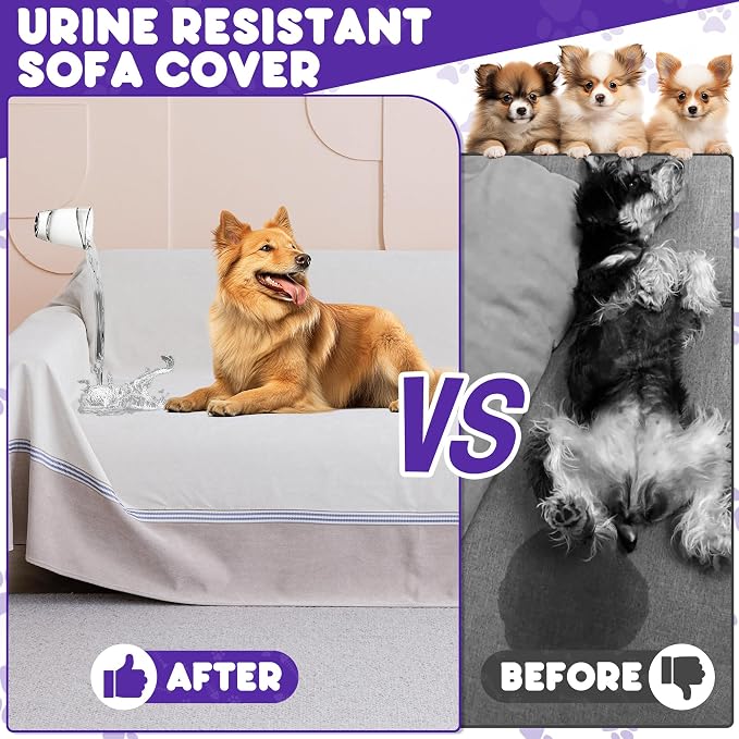 Loiion Cat Scratch Proof Furniture Protector Waterproof Sofa Cover 150"x91" | Pet-Friendly Couch Protector, Anti-Scratch & Anti-Slip Sofa Cover For Cats Dogs Kids, Machine Washable - Image 3