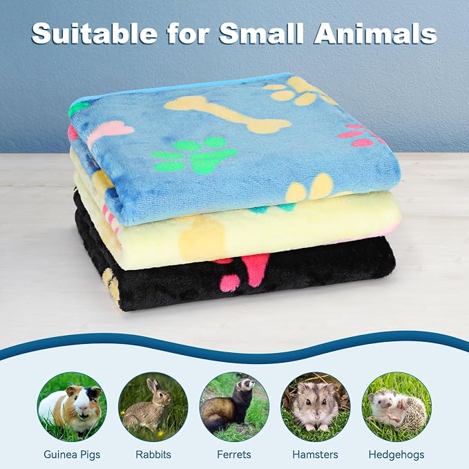 YUEPET 3 Pack Waterproof Guinea Pig Blankets Washable Small Animal Fleece Cage Liners Soft Pet Mat Guinea Pigs Fleece Bedding for Hamster Rabbit Chinchilla Ferret Guinea Pig 48"×24" - Image 5