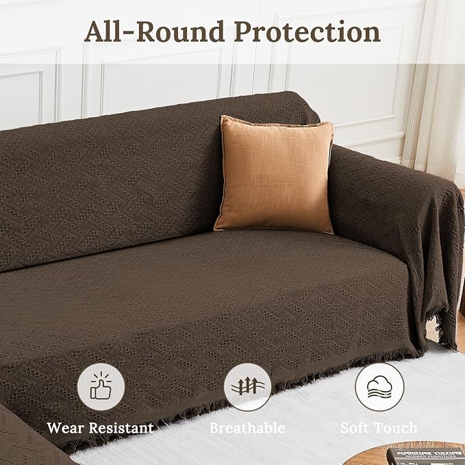 HOMERILLA 2 Piece Sectional Couch Cover for L Shape Sofa Chocolate XXXL | Washable Fabric, Anti-Pet Hair, Stain & Wear Resistant, Multiuse Sofa Blanket Protector, Pet Friendly Easy Installation - Image 3
