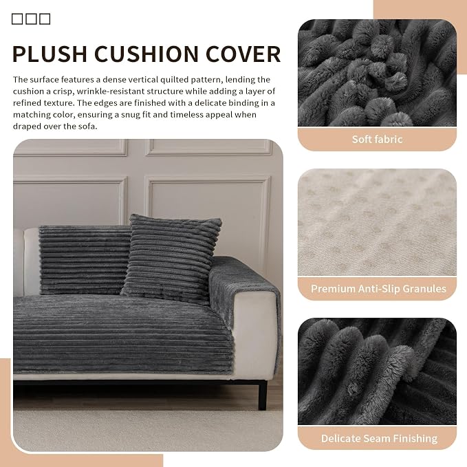 Waterproof Couch Cover & Sofa Cover, Couch Covers for Sofa Washable Non-Slip, Soft Dog Bed Protector for Sectional, Loveseat, Living Room, Car & RV Furniture (Dark Gray, 23.62"x23.62" 2 Pack) - Image 5