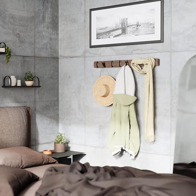 Umbra Flip Wall-Mounted Coat Rack with 8 Hooks – Modern, Space-Saving Storage for Hats, Jackets, Bags, Entryway, Mudroom, Closet, Bathroom, Bedroom – Grey/Pewter - Image 9
