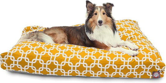 Yellow Links Large Rectangle Indoor Outdoor Pet Dog Bed With Removable Washable Cover By Majestic Pet Products by MajesticPet