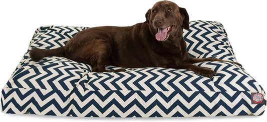Majestic Pet Chevron Rectangle Dog Bed Washable – Non Slip Comfy Pet Bed – Crate Bed with Removable Washable Cover – Kennel Bed for Sleeping, Polyester Fiber, X-Large, Navy by MajesticPet