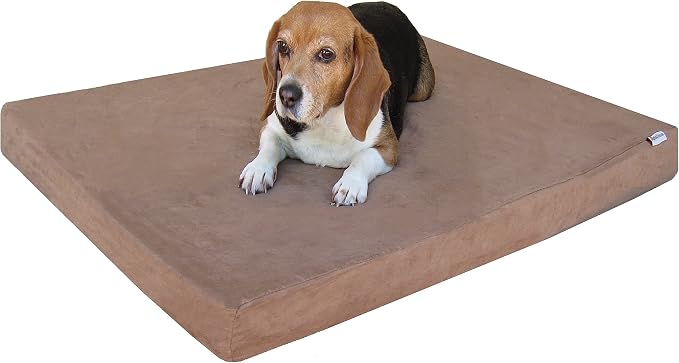 Dogbed4less Waterproof Memory Foam Dog Bed for Medium Dogs with Washable Cover and Extra Pet Bed Case 37X27X4 Inch, Brown by Dogbed4less