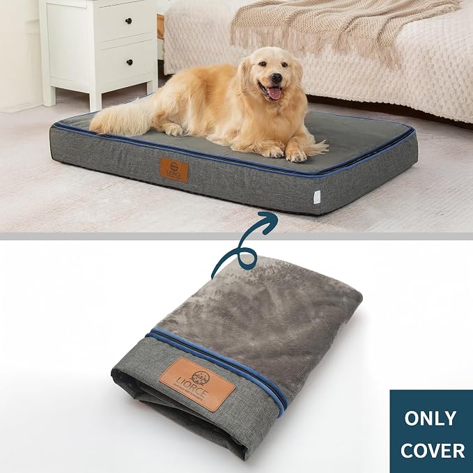 LIROCE Washable Dog Bed Cover Replacement, XXL Wrap-Around Zipper Cover for Orthopedic Memory Faom Dog Bed (48x30x6 inches), Dark Grey - Image 2