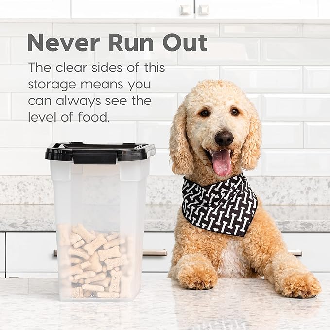 IRIS USA Airtight Dog Food Storage Container, WeatherPro, Up to 10 lbs, for Dog Cat Bird and Other Pet Food Storage Bin, Keep Fresh, Translucent Body, Made in USA, Clear/Gray - Image 8