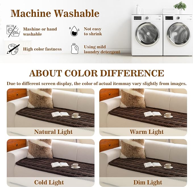 MYSKY HOME Couch Covers for 3 Cushion Sofa Pet Friendly, Couch Cover for Dogs, Sofa Covers for Pets Washable, Soft Non-Slip Sofa Slipcovers Furniture Protector Covers, Chococlate, 27.6" x 70.9" - Image 7