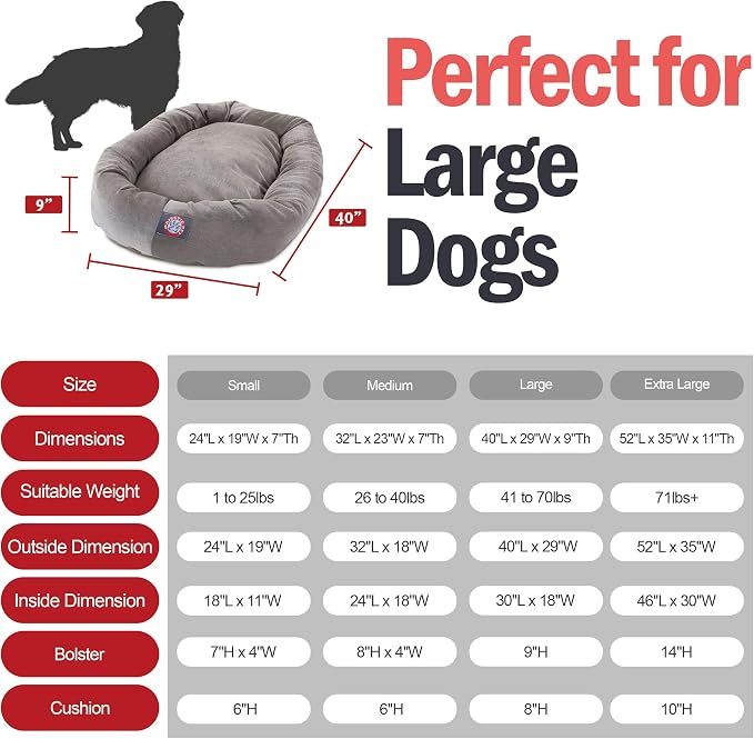 Majestic Pet 40 Inch Micro Velvet Calming Dog Bed Washable – Cozy Soft Round Dog Bed with Spine for Head Support - Fluffy Donut Puppy Mat 40x29x9 (inch) Large - Vintage (2025) - Image 3