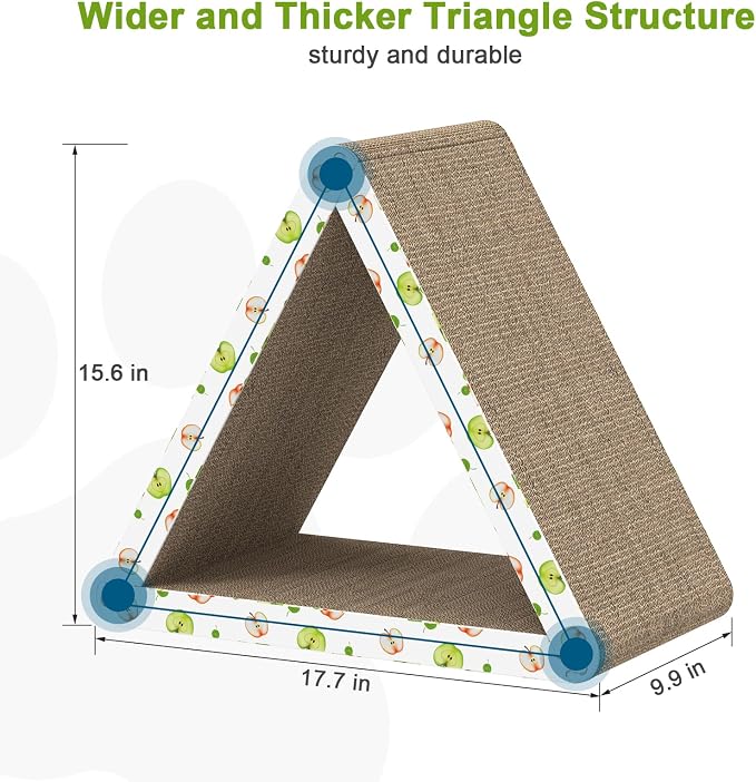 TIMHAKA Triangle Cat Scratcher, Cat Scratching Board for Indoor Cats, 6 Usable Sides Cardboard Cat Scratcher with Catnip, Corrugate Cardboard Cat Scratching with Premium Scratch Textures Design - Image 2