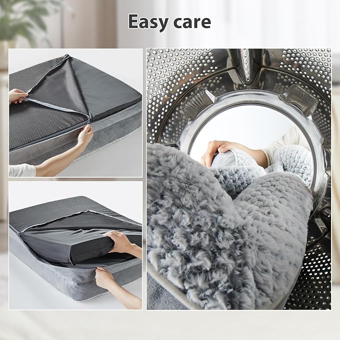 LEXTRO Orthopedic Dog Bed for Medium Dogs, Comfy Sleeping Dog Sofa Bed | 28x23 Inch Medium Dog Bed with Sides, Non-Slip Bottom and Egg-Crate Foam Dog Couch Bed with Washable Removable Cover, Gray - Image 5