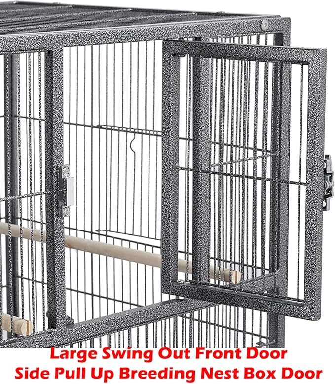 Triple Stackable Sturdy Wrought Iron Center Divided Breeder Breeding Bird Flight Double Rolling Cage Side Nesting Doors Easy Clean Pull Out Tray Aviaries Canaries Cockatiels Lovebirds Finches Budgies - Image 5