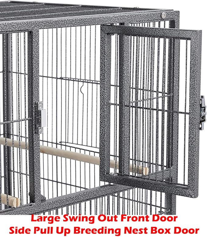 42" Sturdy Wrought Iron Single Stackable Center Divided Side Nesting Box Doors Breeder Breeding Bird Flight Double Rolling Cage for Aviaries Canaries Cockatiels Lovebirds Finches Budgies Small Parrots - Image 4
