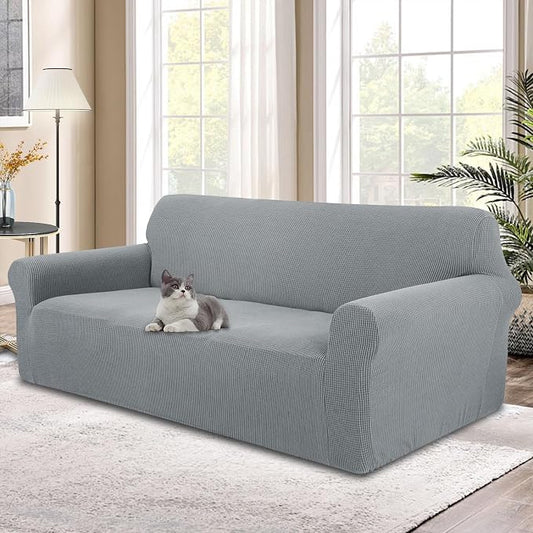 Stretch Oversized Sofa Couch Cover Washable Slipcover, Grey | 1-Piece X-large Sofa Cover For 3 Cushion,Furniture Protector Couch Cover For Dogs, Polyester Spandex Jacquard fabric by LuxshareHome
