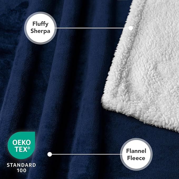 PetAmi Waterproof Dog Blanket for Couch, Large 60x40, Pee Proof Sherpa Fleece Reversible Pet Throw, Furniture Protector for Bed Sofa Kennel, Soft Washable Cover for Medium Dogs Cats, Navy Blue - Image 3