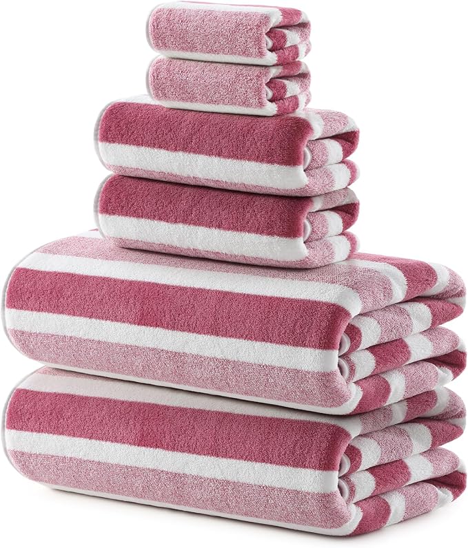 REDKISS 6-Piece Microfiber Bath Towel Set, Ultra Soft, Highly Absorbent & Quick Dry, 35x70 Inch Oversized, Pinkish red Towels for Bathroom, Spa, Gym, 2 Bath 2 Hand 2 Washcloths - by REDKISSOnline