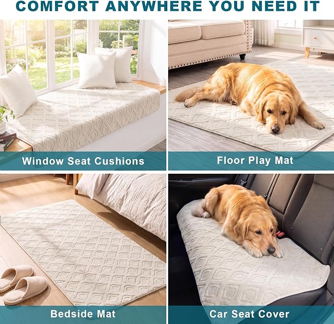 KRFOONN Couch Cover for Dogs Non Slip Washable Plush Sofa Protector Beige | Pet Sofa Slipcovers for 3 Cushion Couch, Scratch Resistant, Boho Pet Covers for Couches & Sofas (35.5" x 71") - Image 6