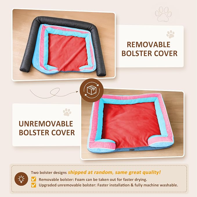 Comfort Expression Orthopedic Dog Bed for Extra Large Dogs with Bolster | Waterproof Dog Couch Bed with Washable Cover & Non-Slip Bottom, Supportive Egg Crate Foam XL Pet Bed, 45x35 Inch - Image 6
