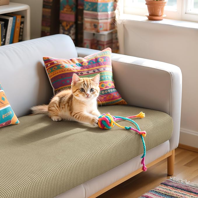 Hokway Couch Cushion Covers Stretch Cushion Covers Sofa Seat Cushion Slipcover Cushion Protector(Sand, Large) - Image 6