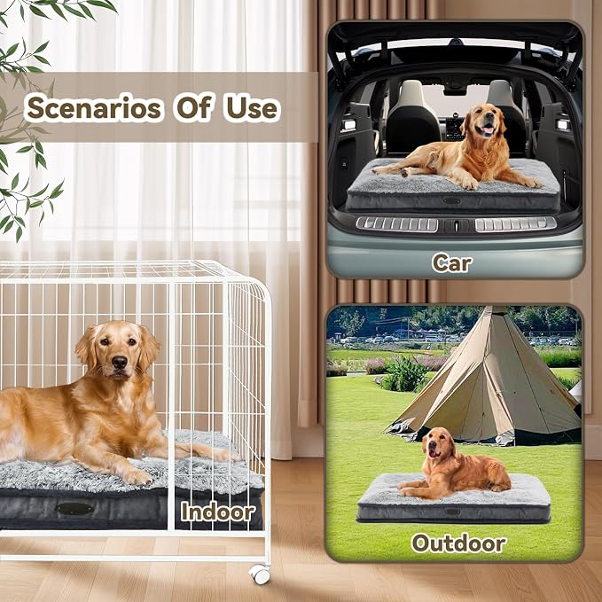 Dog Bed for Medium, Small Dogs Breeds, Deluxe Plush Dog Crate Beds, Comfy Kennel Pad, Pet Sleeping Mat, Waterproof, Removable and Machine Washable Cover & Non-Slip Bottom, 31"X25" Grey - Image 6