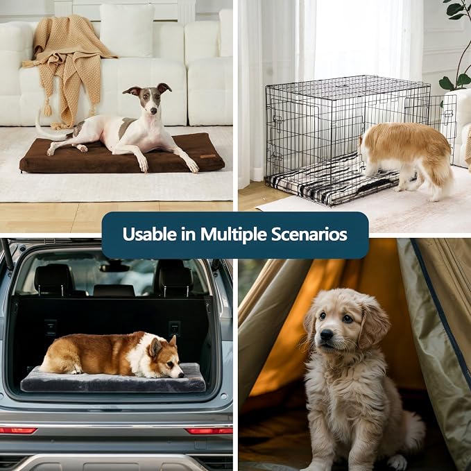 LIORCE Dog Crate Pad - Dog Bed Large Sized Dogs with Removable Washable Cover and Waterproof Lining - XL Memory Foam Pet Bed for Crate - Reversible Kennel Mat (Cool & Warm), 42-inch, Brown - Image 5