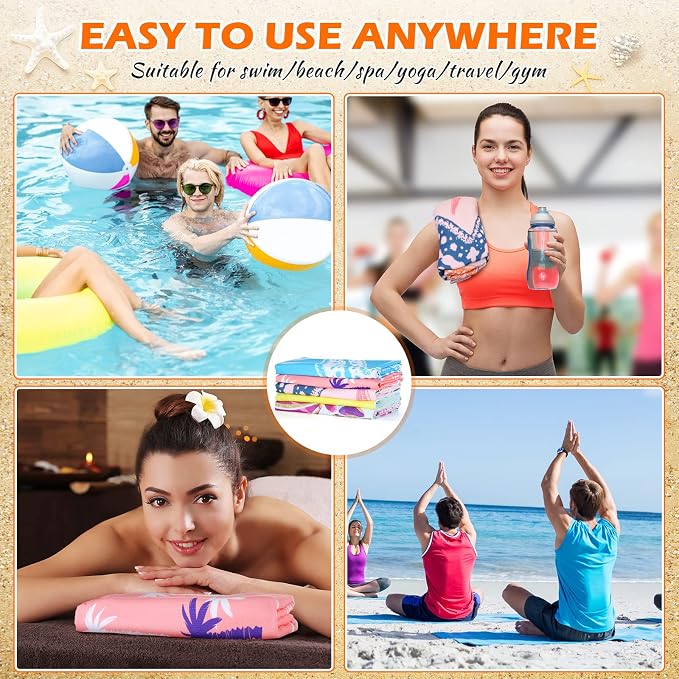 Newwiee 12 Pieces Large Microfiber Beach Towel Set Oversized 59 x 27.5 Inch Beach Pool Towel Bulk Quick Dry Lightweight Colorful Soft Absorbent for Adults Travel Swimming Supplies(Mermaid) - Image 7