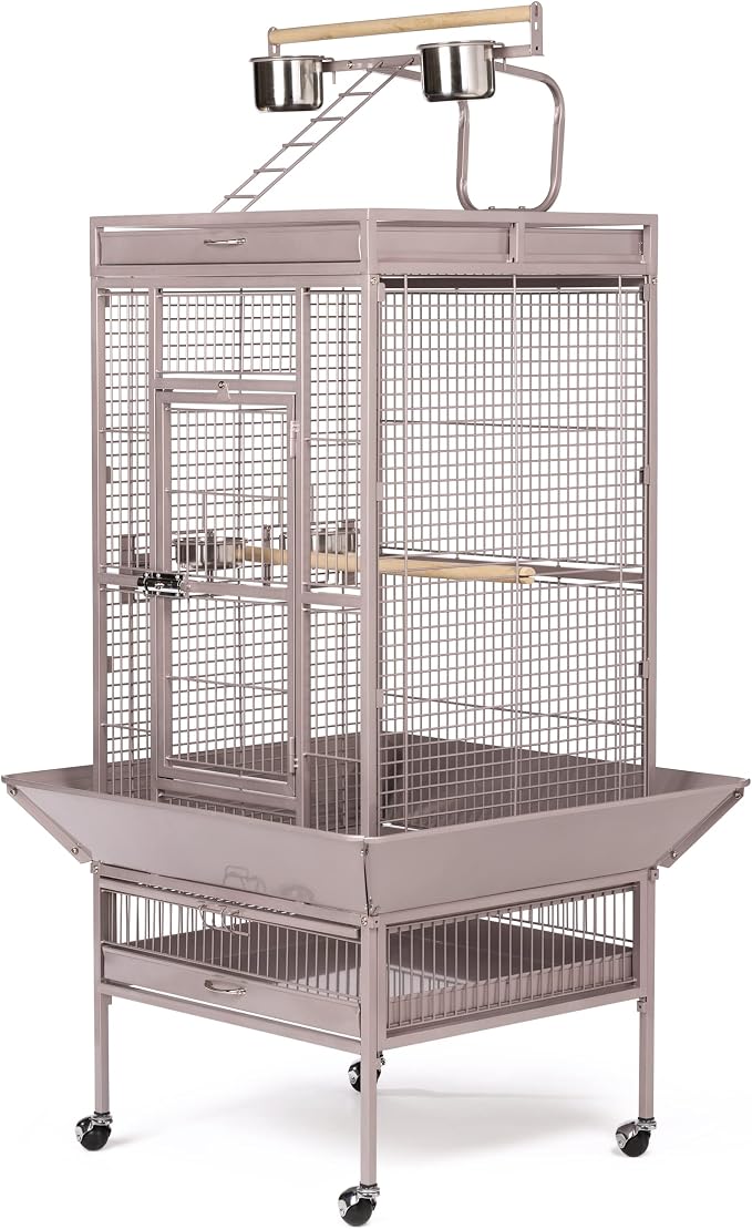 Prevue Pet Products Playtop Bird Cage - Medium Cage with Wheels for Parrots, Conures, Cockatiels, & Similarly Sized Birds, with Rolling Stand and Seed Guard - Blush Finish - Image 6