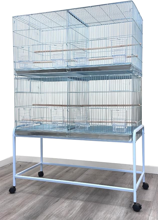 LOT of Extra Large 35.5" x 18" x 19"H No Rust Stainless Galvanized Zinc Plated Stackable Breeder Bird Flight Cage with Removable Center Divider and Breeding Nest Doors by Mcage