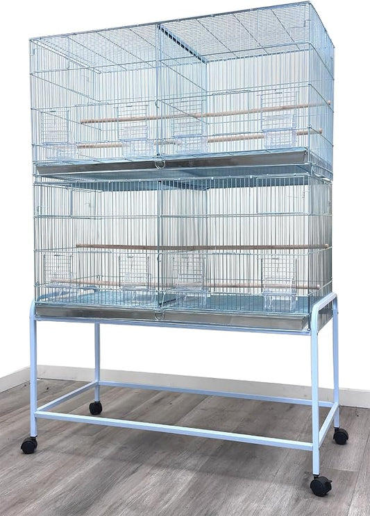 LOT of Extra Large 35.5" x 18" x 19"H No Rust Stainless Galvanized Zinc Plated Stackable Breeder Bird Flight Cage with Removable Center Divider and Breeding Nest Doors by Mcage