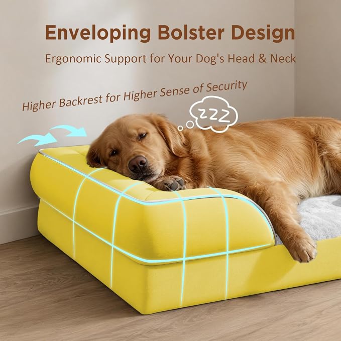 Comfort Expression Orthopedic Dog Bed for Extra Large Dogs with Bolster | Waterproof Dog Couch Bed with Washable Cover & Non-Slip Bottom, Supportive Egg Crate Foam XL Pet Bed, 42x30 Inch - Image 3