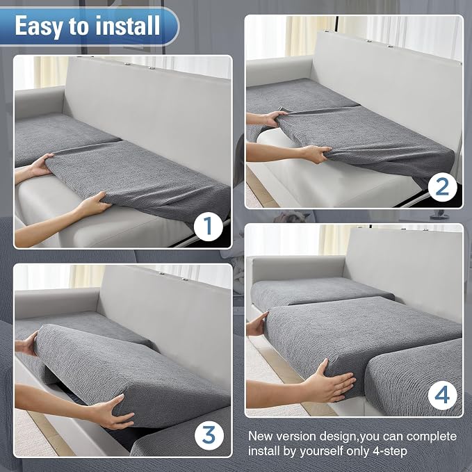 Couch Cushion Covers Loveseat Cover or 2 Seat Sofa Cover Stretch Couch Cover Washable Soft Seat Covers Furniture Protector Sofa Slipcovers for Pets(Light Grey, Loveseat Cover) - Image 5